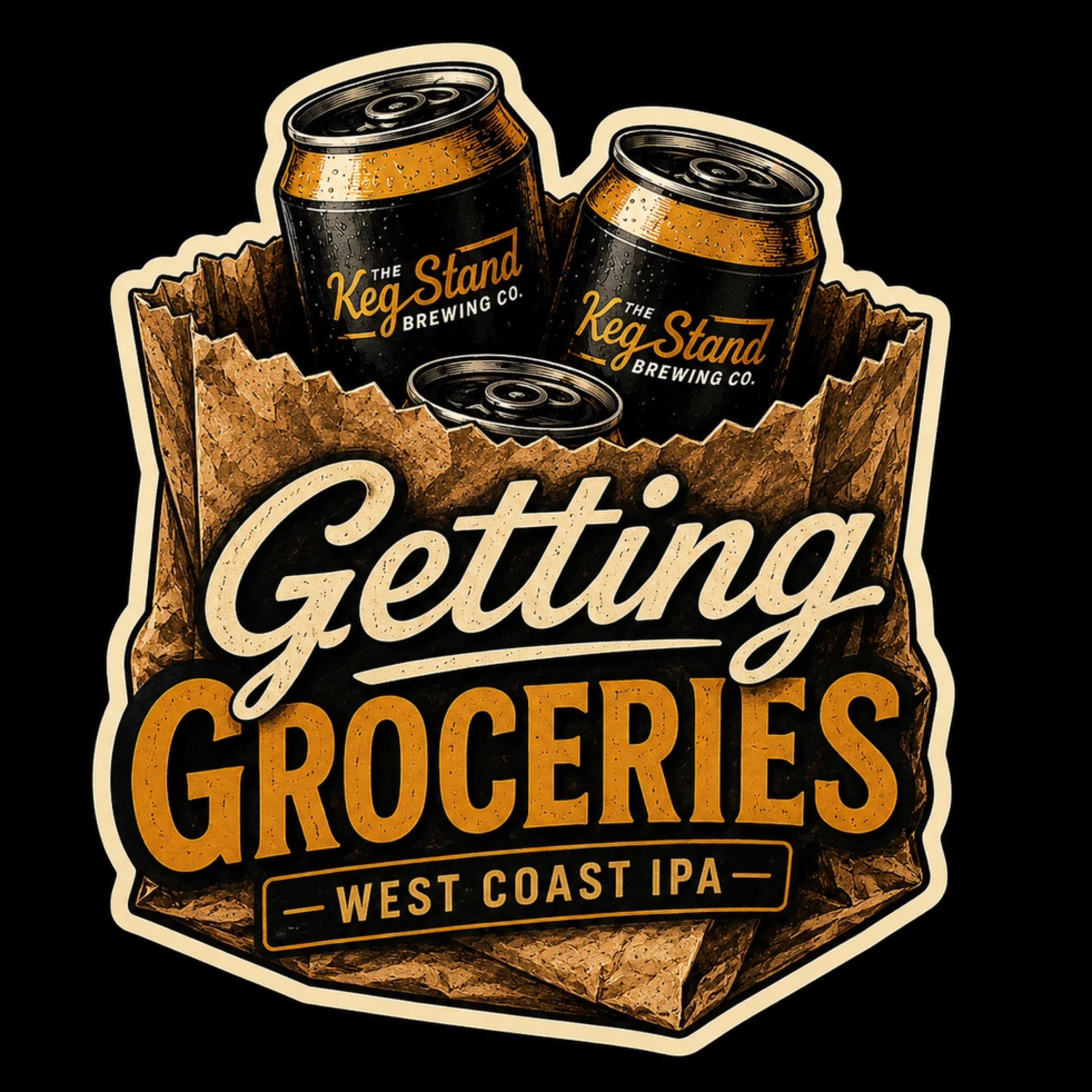 Glass of Getting Groceries, a West Coast IPA from The Keg Stand Brewing Co.