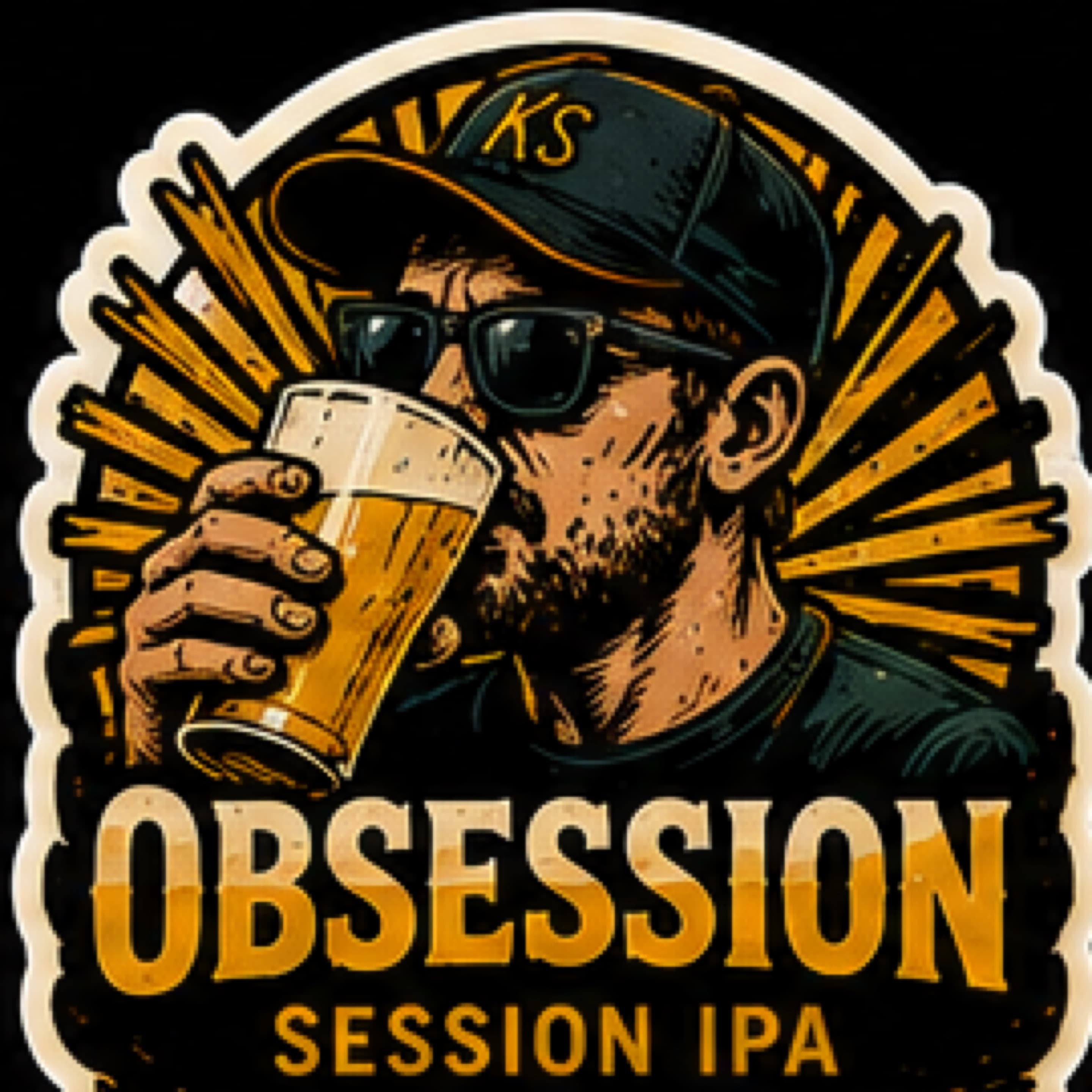 Glass of Obsession, a Session IPA from The Keg Stand Brewing Co.