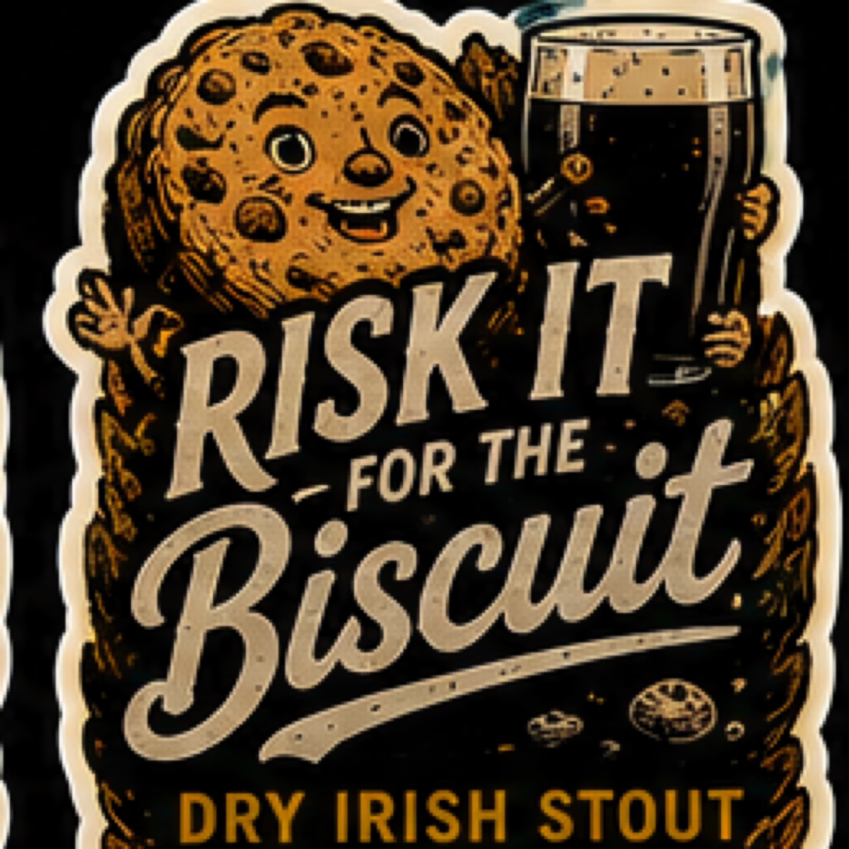 Glass of Risk It for the Biscuit, a Dry Irish Stout from The Keg Stand Brewing Co.